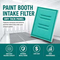 Paint Booth Intake Air Filter Panel, Crossdraft Spray Booth Filter Pad