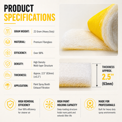 Heavy-Duty Paint Booth Exhaust Fiberglass Filter Roll - 200ft